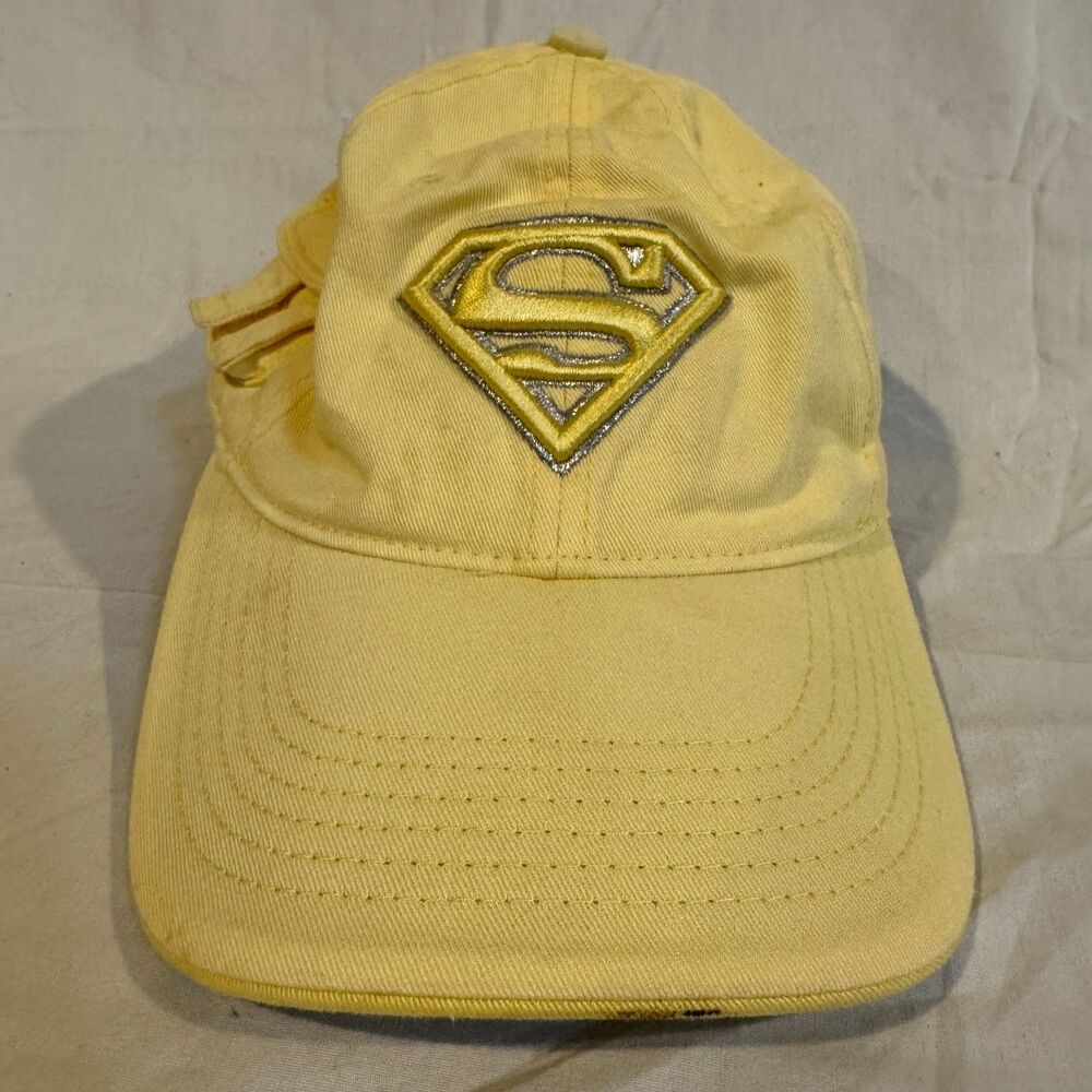 DC Comics Supergirl Hat Yellow Cargo Pocket Anoma Shield Cap AS IS FLAWED Stain